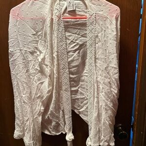 Maurices Ivory Lace-Trim Cardigan